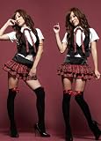 【コスプレ】スカートが赤チェックセーラー服/ベスト付/コスチューム/AKB風