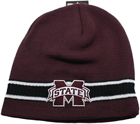 NCAA Team Color Adult Cuffless Knit Beanie Hat Cap (Mississippi State Bulldogs)