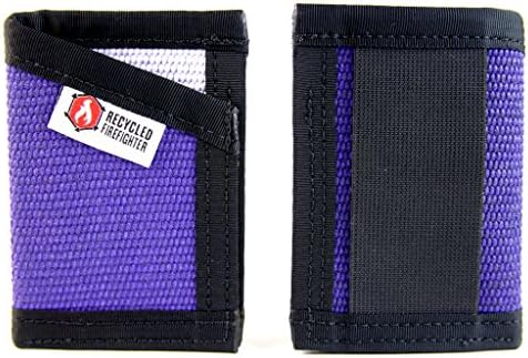Money Clip Wallet - "Decommissioned Fire Hose" - Recycled + Minimalist + Front Pocket Wallets + Made in USA - Unique wallets for Men (Purple & Black)