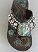 Montana West Ladies Flip Flops Turquoise Stone Pewter Cross Concho Coffee