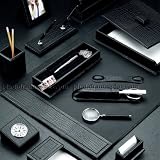 Black Croco Leather Desk Pad