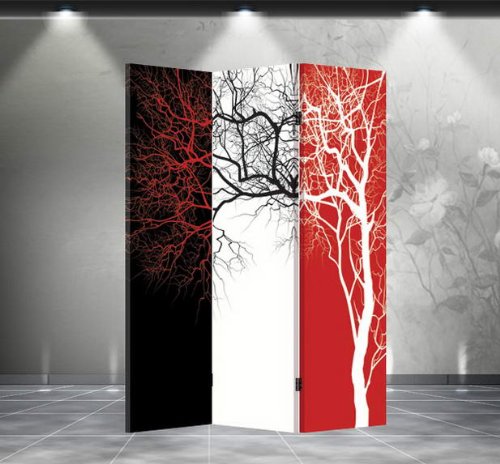 Double Sided Canvas Screen Room Divider - Tri-Color Tree