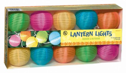 Grasslands Road Round Multi Color Lantern 10 Patio Light Set, 11-Foot