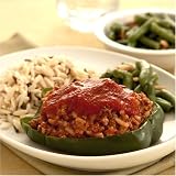 Stuffed Pepper with Rice Pilaf and Green Beans Almondine