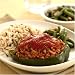 Gourmet Food : Stuffed Pepper with Rice Pilaf and Green Beans Almondine