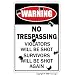 NO TRESPASSING ~Novelty Sign~ Violators Will Be Shot