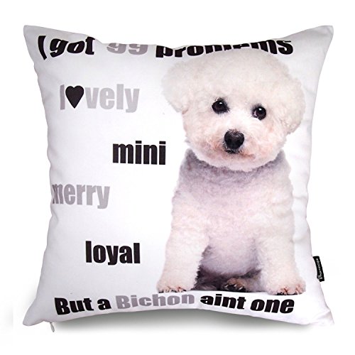 Phantoscope Dog Series Cotton Decorative Throw Pillow Case Cushion Cover Bichon Frise 18 