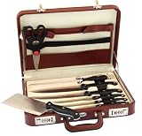9 Piece chefs knife set in leather case