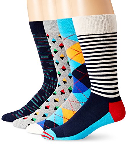 Happy Socks Men’s 4 Pack Multi Boxset, Navy Combo, 10-13