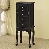 Coaster 900139 Jewelry Armoire with Flip-Top Mirror, Black