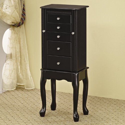 Coaster 900139 Jewelry Armoire with Flip-Top Mirror, Black