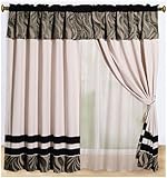 Micro Suede / Chenille Black, Beige and Taupe Windows Curtains / Drapes