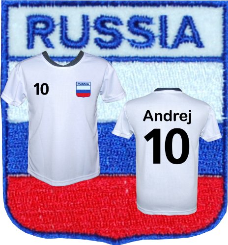 Rußland Trikot “Modell ER1″ für Kinder-mit gesticktem Wappen-mit Ihrem Wunschnamen+Zahl-Größen: 110,116,122,128,134,140,146,152,158, (134)