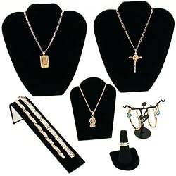 Black Velvet Jewelry Display 6Pc Starter Set Bonus