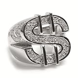 Sterling Silver Men's Rings with Clear Cubic Zirconia - Sizes: 8-11