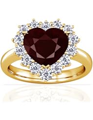 14K Yellow Gold Heart Cut Ruby Ring With Sidestones