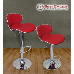 Modern Set of (2) Brand New Cherry Red Swivel Leather Bar Stool Pub Barstool by Sky Enterprise USA