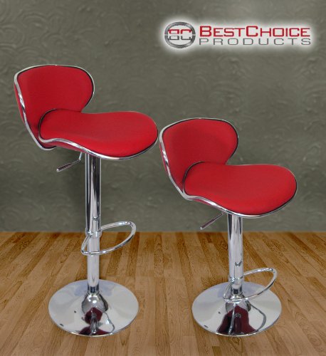 Modern Set of 2 Brand New Cherry Red Swivel Leather Bar Stool Pub Barstool