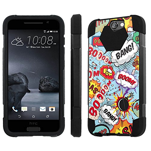 Htc One A9 AeroCase, [NakedShield] [Black/Black] Armor Tough Shock Proof Kickstand Case - [Comic Speech] for Htc One A9 Aero