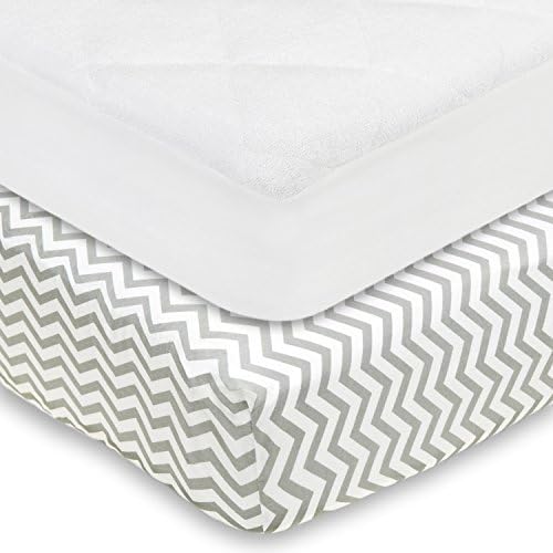 Bundle - Fitted Breathable Crib Mattress Pad By Baby and Brooke and American Baby Company Crib Sheets