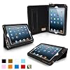 Snugg iPad Mini Leather Case Cover and Flip Stand with Elastic Hand Strap and Premium Nubuck Fibre Interior (Black) - Automatically Wakes and Puts the iPad Mini to Sleep