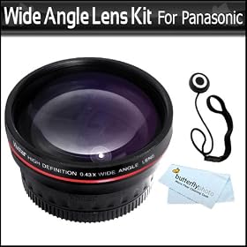 High Definition 0.45x Professional Wide Angle HD Converter Lens With Macro Includes Pouch For Lens + Lens Cap Keeper + MicroFiber Cloth For Panasonic SDR-H90 SDR-H80 SDR-S25 SDR-S26 HDD Hard Drive Camcorder