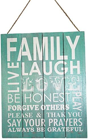 40cm x 50cm Aqua/Turquoise Sign with Family Inspired Quote, Home Décor, Wooden Hanging