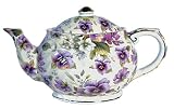 Teapot 4 Cup Capacity Decorated in Overall Pansy Chintz Decor
