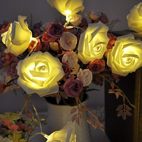 Tara 20 Heads Rose Fairy String Lights for Room Home Garden Christmas Party Decoration (Yellow)