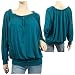 Teal Ruffle Neck Long Sleeve Plus Size Top