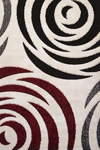 Black Red Grey ivory Beige Contemporary Design Shaggy Area Rug S6598 (2'6" X 7'2")