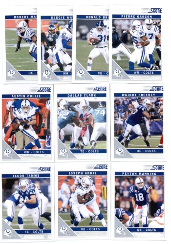 2011 Score Football Cards Indianapolis Colts Veterans Team Set (10 Cards)