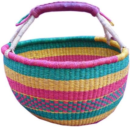 African Hand-Woven River Grass Basket - Large