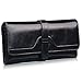 Jack&Chris Women's Genuine Leather Wallet Long Tri-fold Snap Button Purse, WBXH049 (Black)