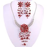 Silver Tone Genuine Austrian Crystal Necklace and Earrings Set