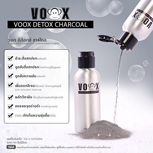 1 Unit X 60ml. Voox Detox Charcoal Cleansing Powder Mask Foam Reducing Acne & Dark Spot & Radiant (100% Natural Anti Aging Baby Face)