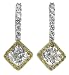 18k White Gold Fancy Yellow and White Diamond Earrings (GIA Certified 2.21 cttw, J Color, VS2 Clarity and 0.13 cttw Fancy Yellow Diamonds)