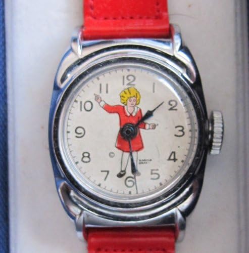 Vintage LITTLE ORPHAN ANNIE Wrist WATCH w ANNIE & "Harold Gray" on Round Face (Circa 1950's?)