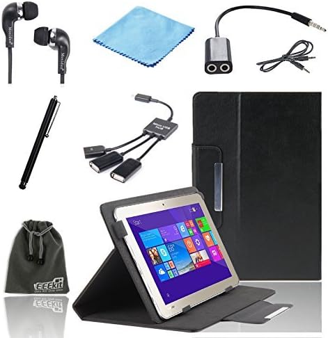 EEEKit 8 Items Starter Kit for Toshiba Encore 2 Write WT10PE A264 10.1,Folio Cover Case,USB OTG Hub Adapter,Earphone Splitter,Earphone,Audio Cable