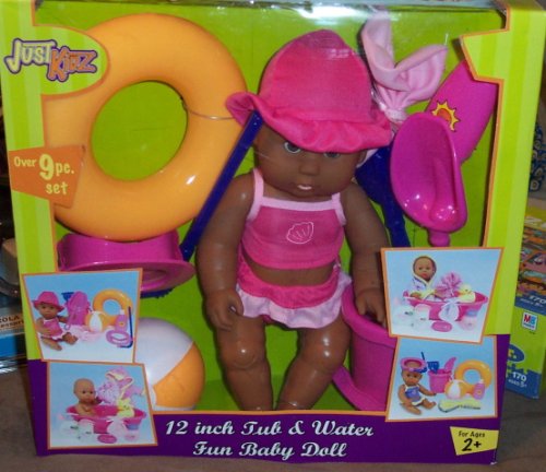 Childrens Toyshop  Toys : 12 INCH TUB & WATER FUN BABY DOLL (AFRICAN AMERICAN)