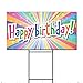Happy Birthday Business Corrugated Plastic Yard Sign /Free Stakes One Side Print 18 x 24