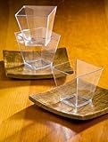 Zappy Elegant Square Mini Cube 2oz Clear Tasting Sample Shot Glasses 100 Ct Dessert Cups