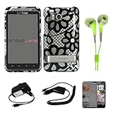 Silver Case with Black Flower Durable 2 Piece Protective Crystal Hard Shiel ....