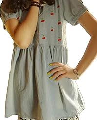 Bubble Dress Short General Print Denim  Dress