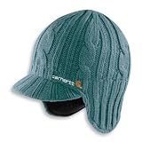 Women's Carhartt Comfortable Logo Arylic Cable Ear Flap Visor Fleece Knit Hat