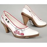 s.OLIVER Damen Pumps, Logostickerei, Decksohle Leder, weiss-rot