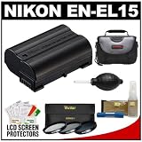 Nikon EN-EL15 Rechargeable Li-ion Battery with (3) 40.5mm (UV/CPL/ND8) Filters + Case + Nikon Cleaning Kit for 1 V1 Interchangeable Lens Digital Camera with 10mm f/2.8, 30-110mm VR & 10-30mm Lens