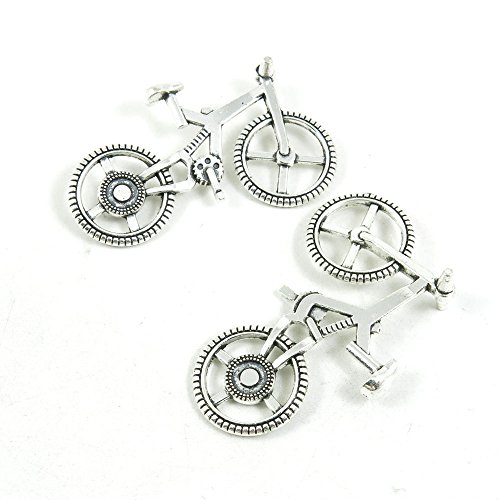 5 Pieces Antique Silver Tone Jewelry Making Charms Pendant Findings Craft Supplies Bulk Lots Arts N1TS4 Bike Bicycle