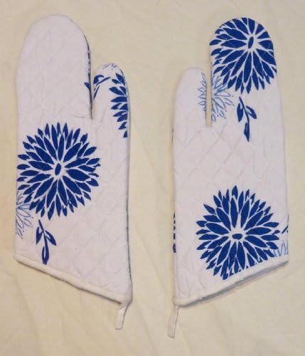Mitten 2 Pcs 6 X 13 Inches Stencil Blue Full Printed Mitten Block Print Cotton