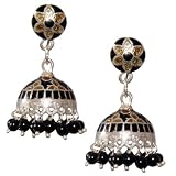 Jhumki Earrings Silver Enamelled Jewelry 1.25 inches (erg160)